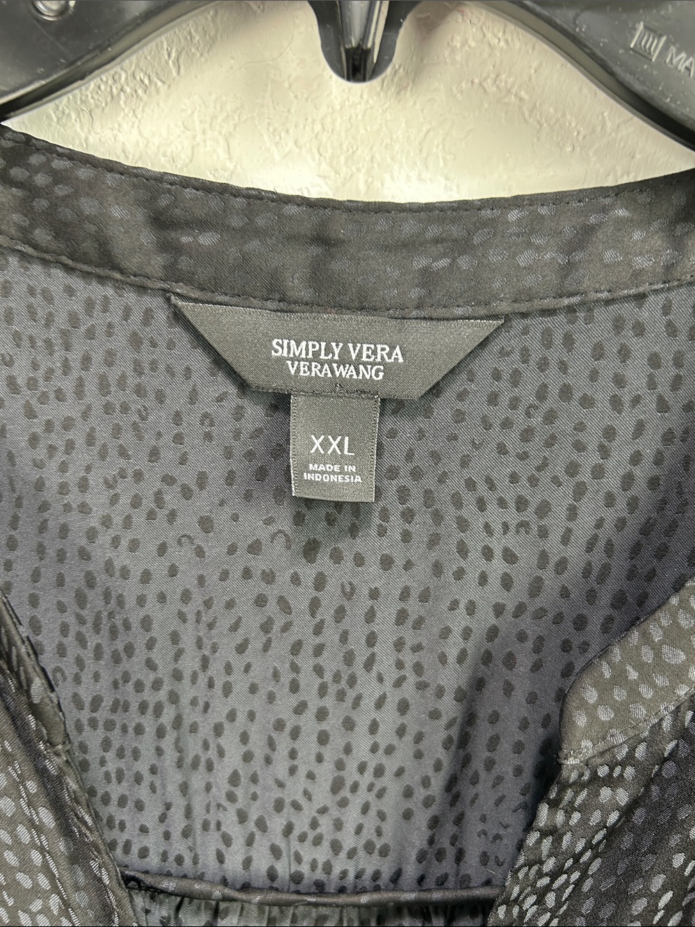 Simply Vera Vera Wang Womens Black Dot V-Neck Short Sleeve Dress No Belt Sz XXL - Picture 3 of 8